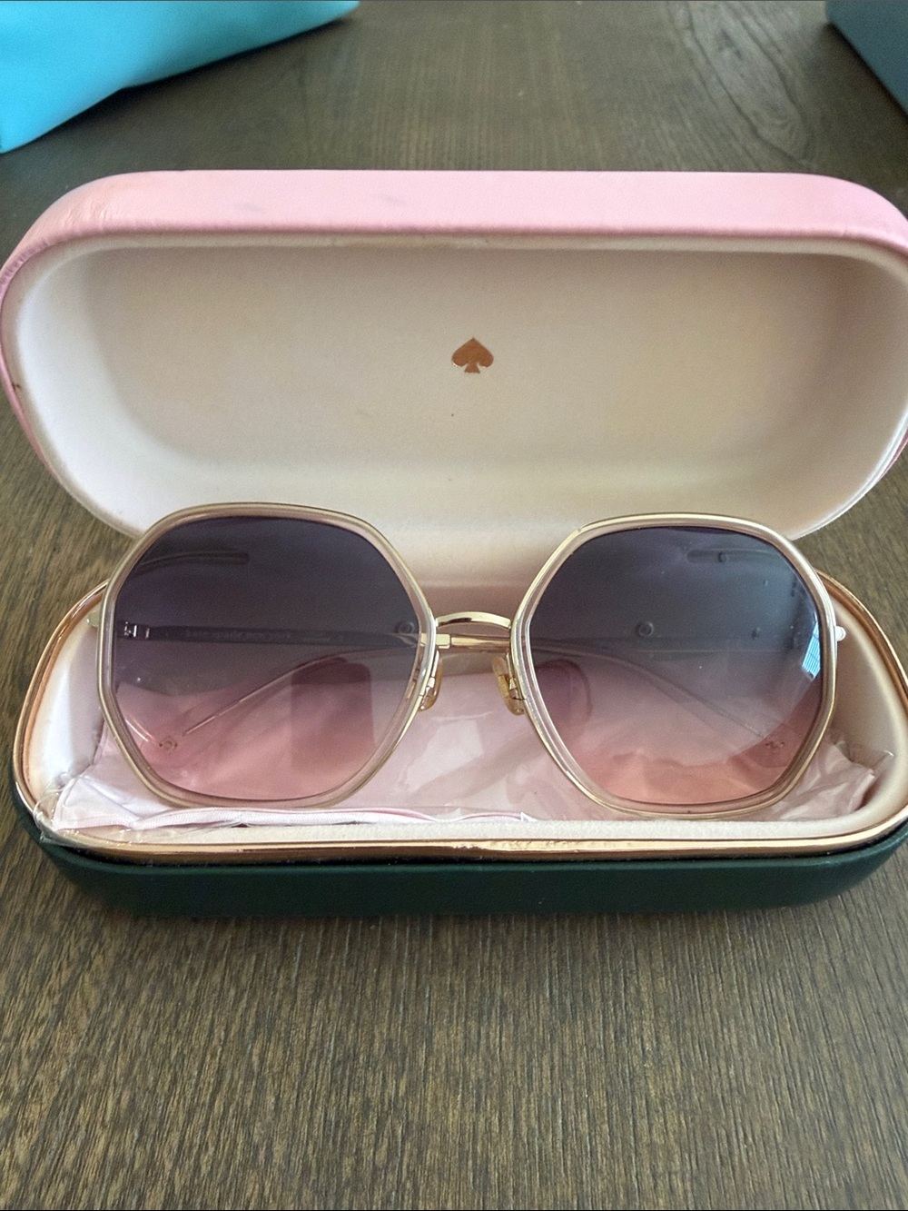 kate spade Gold Frame Sunglasses with Pink Gradient Lenses